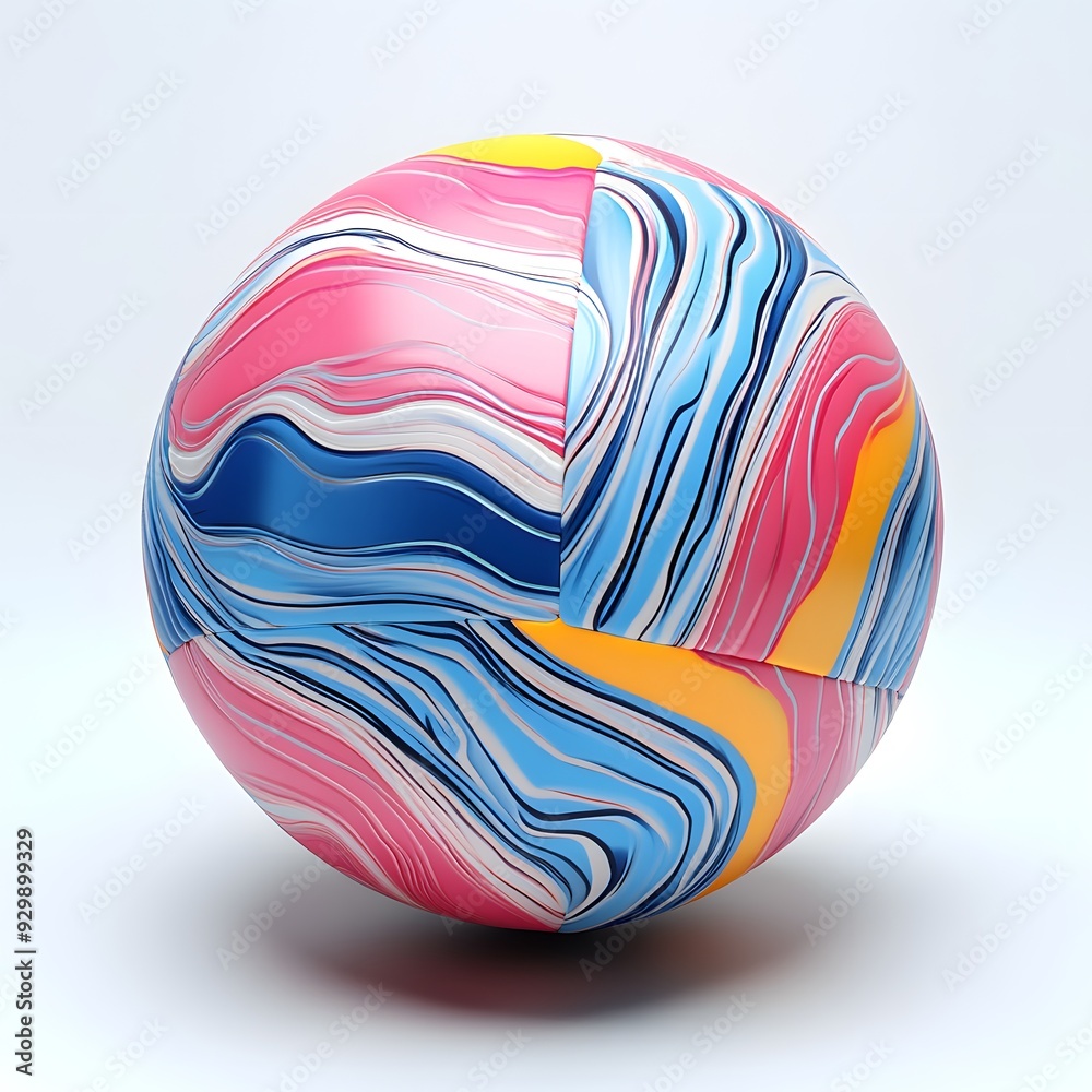 Wall mural abstract colorful sphere with swirling pattern.