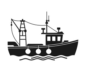 Fishing Vessel boat Flat monochrome icon