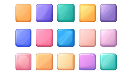 Colorful glossy squares arranged in a vibrant grid, perfect for backgrounds, design, or game elements.