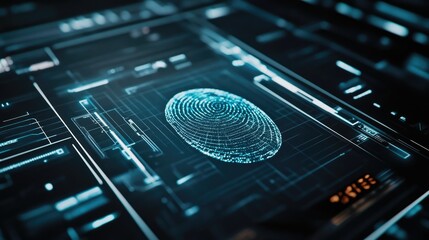 Digital Fingerprint Scan on Futuristic Interface
