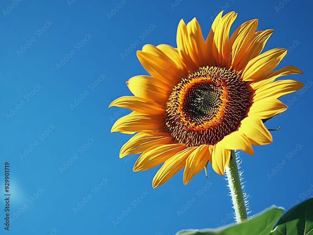 Wall mural Single Sunflower Against a Blue Sky - Photo