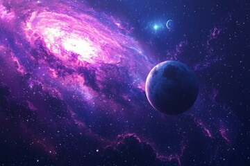 Space cosmic illustration with planets scene created with Generative AI