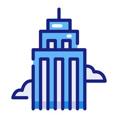 Skyscraper with clouds icon