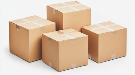 Fototapeta premium The closed cardboard boxes are isolated on a transparent background