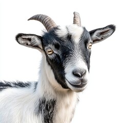 Fototapeta premium Front view of a white male goat, isolated on transparent background