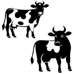 Silhouette design of female cow