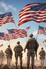 Happy Veterans Day with American flags as well as the awesome background