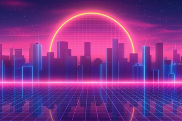 Fototapeta premium Retro design elements with futuristic visions, depicting a stylized journey through time and space. Generative AI