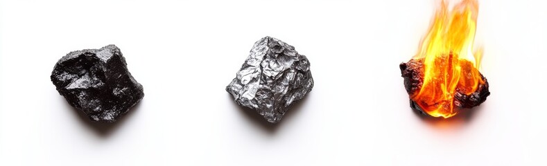 Burning coals on a transparent background