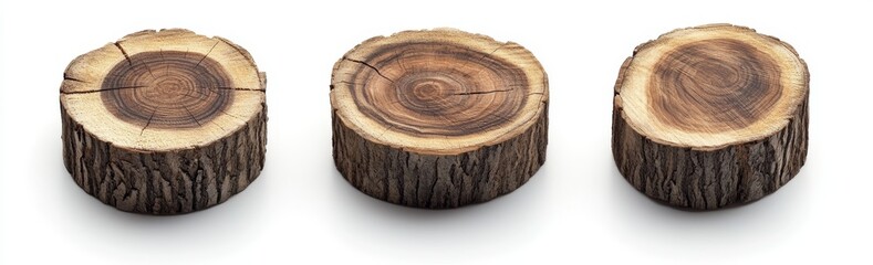 Isolated wooden logs on transparent background