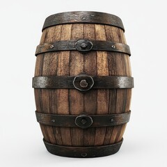 Fototapeta premium Isolated on a transparent background, old wooden barrel