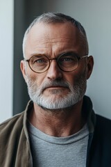 Studio portrait concept with a close-up of a man with glasses on a transparent background