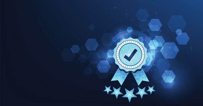 Quality management and validation process concept. Quality Assurance (QA) and Quality Control (QC) ISO certification, The icon for quality assurance is on a dark blue background.