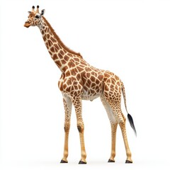 Naklejka premium Isolated giraffe standing on white background