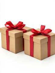 Obraz premium Isolated red gift boxes with ribbon on a transparent background