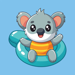 Obraz premium Cute koala using a float Animal cartoon concept isolated