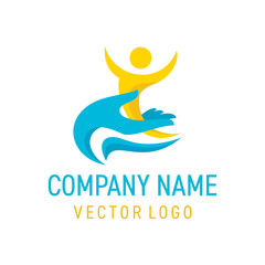 Charity company logo - hand of care is holding human silhouette