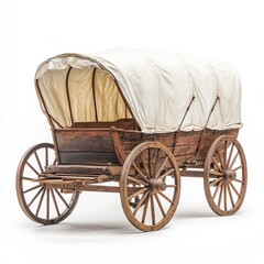 Isolated on a transparent background is an old wooden wagon carriage