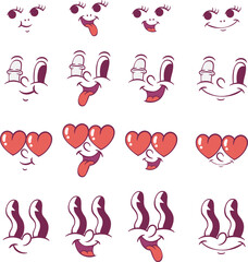 Retro groovy mascot character parts