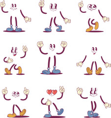 Retro groovy mascot character parts	

