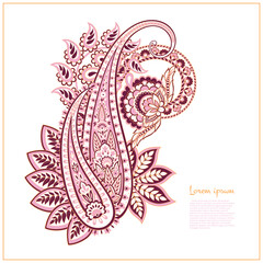 Paisley vector pattern. Isolated Fantastic flower, leaves