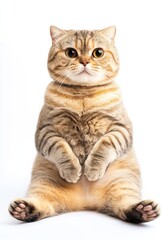 Fototapeta premium Isolated white background with British Shorthair cat standing