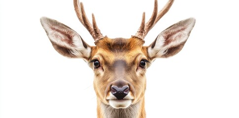 Fototapeta premium Isolated on a transparent background, a funny deer looks straight