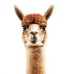 An image of a llama alpaca face isolated on a transparent background