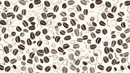 Obraz premium Realistic coffee beans pattern in shades of brown on a beige background. Ideal for coffee shop branding and packaging.