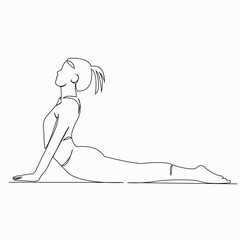 One continuous single drawn line art doodle yoga, exercise, pose, female, people, asana. isolated image hand-drawn contour on a white background