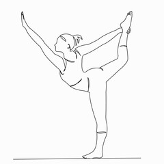 One continuous single drawn line art doodle yoga, exercise, pose, female, people, asana. isolated image hand-drawn contour on a white background