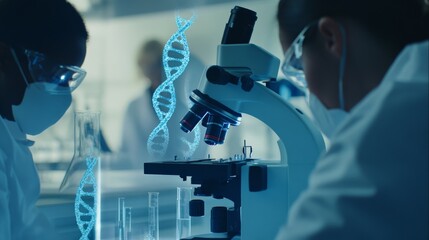 Fototapeta premium Scientists Conducting Genetic Research in Laboratory