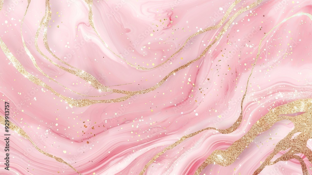 Aufkleber A stunning marble pattern features soft pink waves accented with gold, creating an elegant backdrop perfect for various artistic projects
