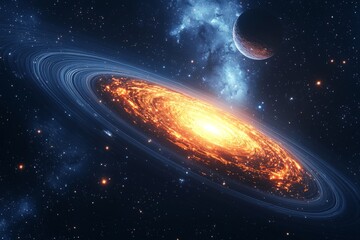 Obraz premium Space cosmic illustration with planets scene created with Generative AI