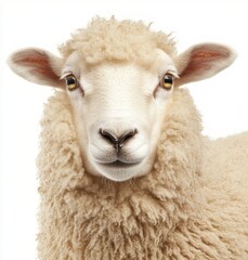 Fototapeta premium The front view of a sheep isolated on a white background
