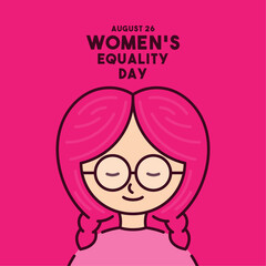 Women's Equality Day. August 26. Pink background. Flat design vector.