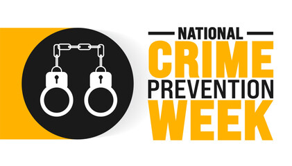 National Crime Prevention Week is observed every year in September. Holiday concept. Template for background, banner, card, poster, placard, design template with unique shapes with standard color.