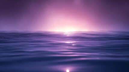 Fototapeta premium Serene ocean view at dusk with a purple hue.