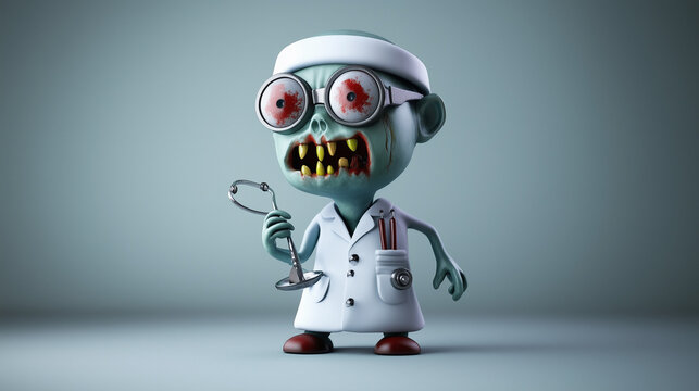 3d render of a zombie doctor
