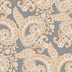 Trendy ethnic-style paisley pattern. Fashionable vector template for any design projects