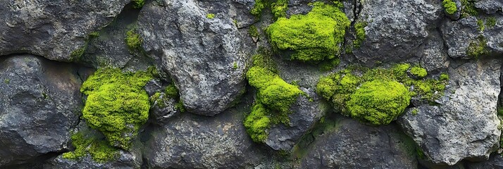 Green Moss Growing on a Stone Wall Photo