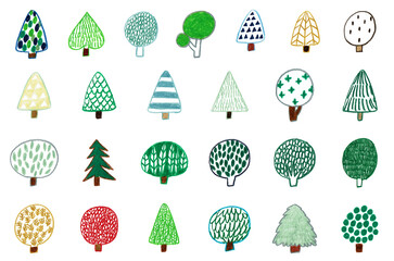 手描きイラスト　木のセット