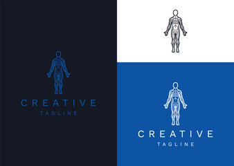 Vector illustration of Anatomy Body Line Style Logo Design