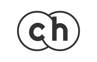 CH business company emblem with outline rounds and letters c h. Logo template of two merged circles for brand identity, logotype. Vector Infinity symbol