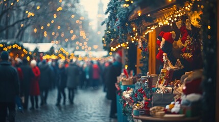 Fototapeta premium Christmas Market Evening Scene