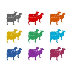 Sheep icon isolated on white background. Set icons colorful