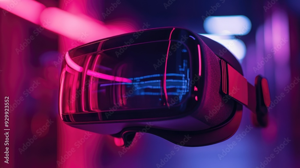 Wall mural VR Headset Under Neon Lights