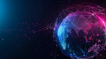 Abstract Earth Globe with Connected Lines and Dots