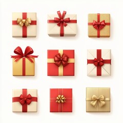 Isolated Christmas gift boxes on a transparent background