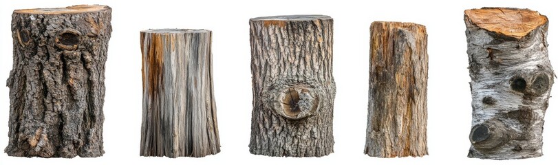 The stumps of two trees are isolated on a transparent background
